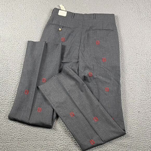 VTG Ohio State University Block O Trouser Dress Pants Men's 32x37 Gray Wool - Picture 10 of 11